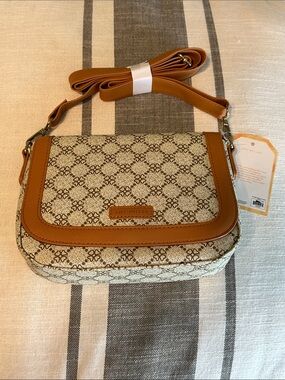 Amy Miller Tan Patterned Crossbody Bag NWT